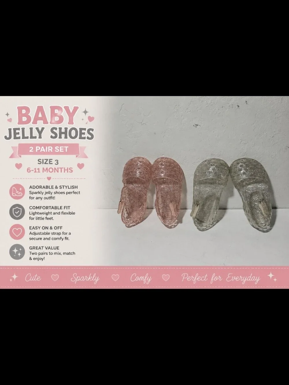 Baby Jelly Shoes Size 3 6-11 Months 2 pair